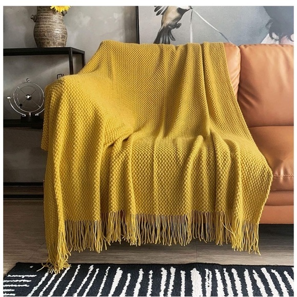 Grey Chic Minimalist Farmhouse Boho Throw Fringe Blanket for Patio/Living Room - Picture 11 of 16